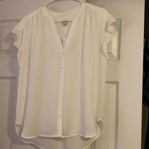 J Crew Ruffled sleeve sheer white blouse